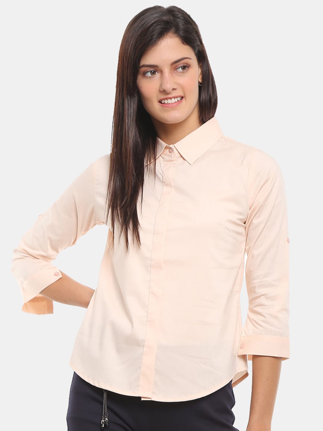 

V-Mart Spread Collar Cotton Casual Shirt, Pink