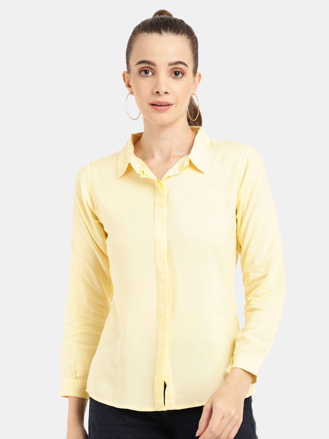 

V-Mart Spread Collar Casual Shirt, Yellow