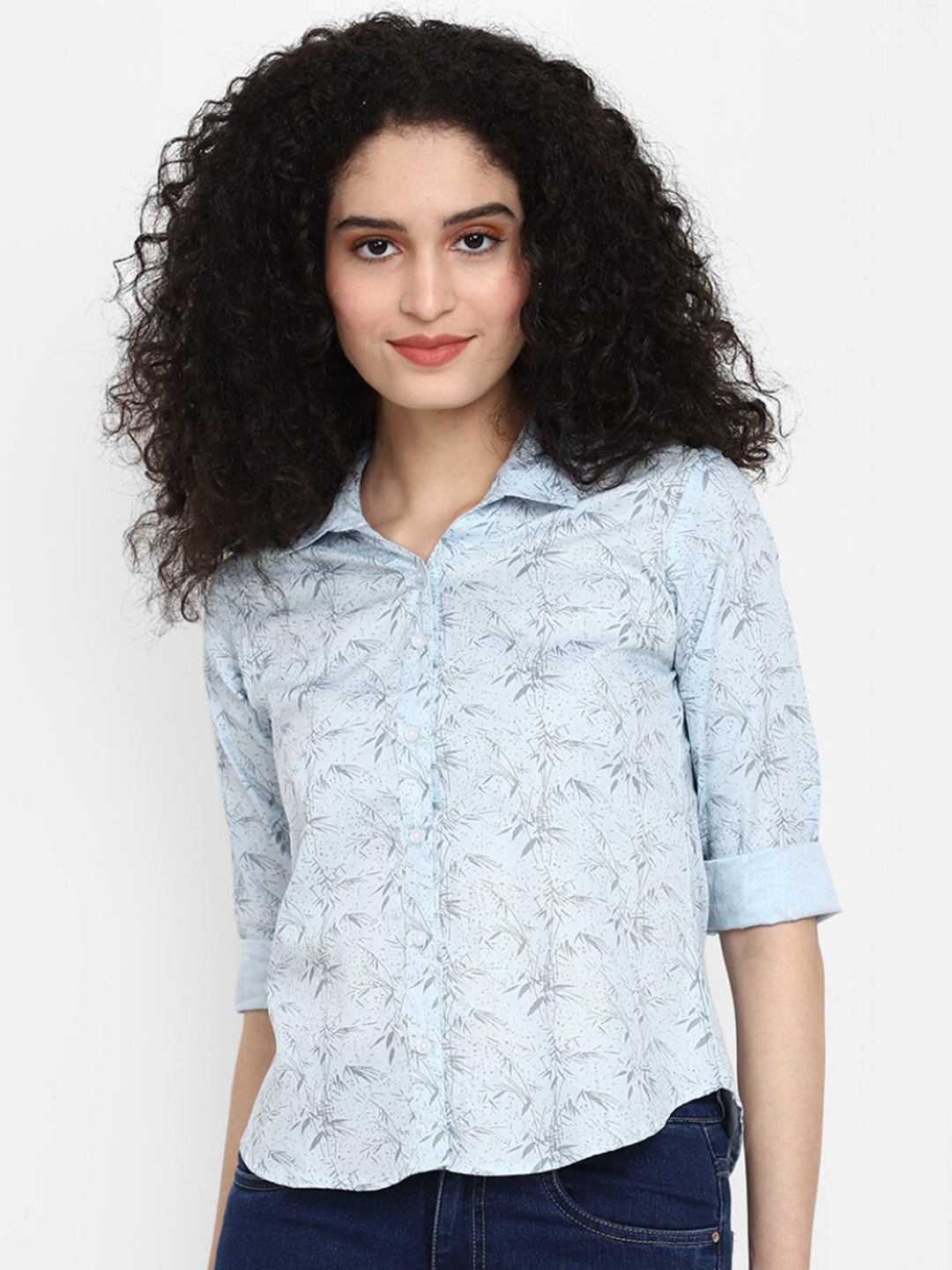 

V-Mart Tropical Printed Cotton Casual Shirt, Blue