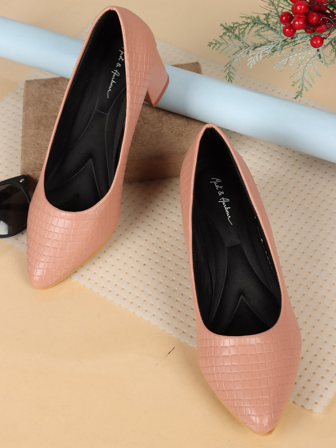 

Mast & Harbour Textured Pink Block Pump Heels