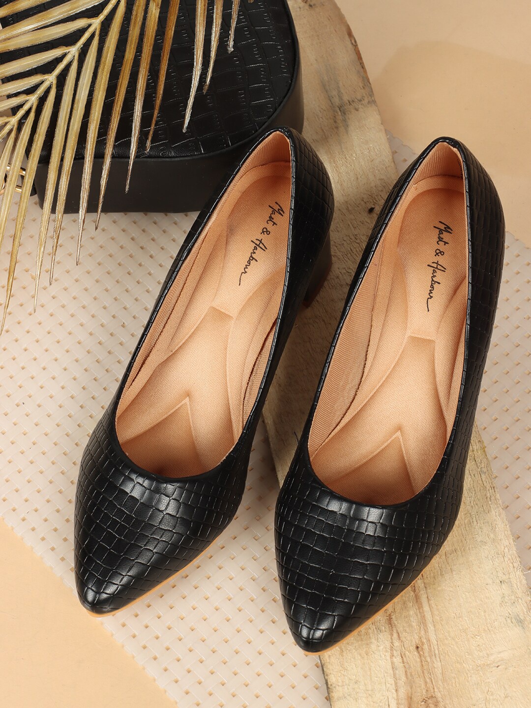 

Mast & Harbour Black Textured Block Pump Heels