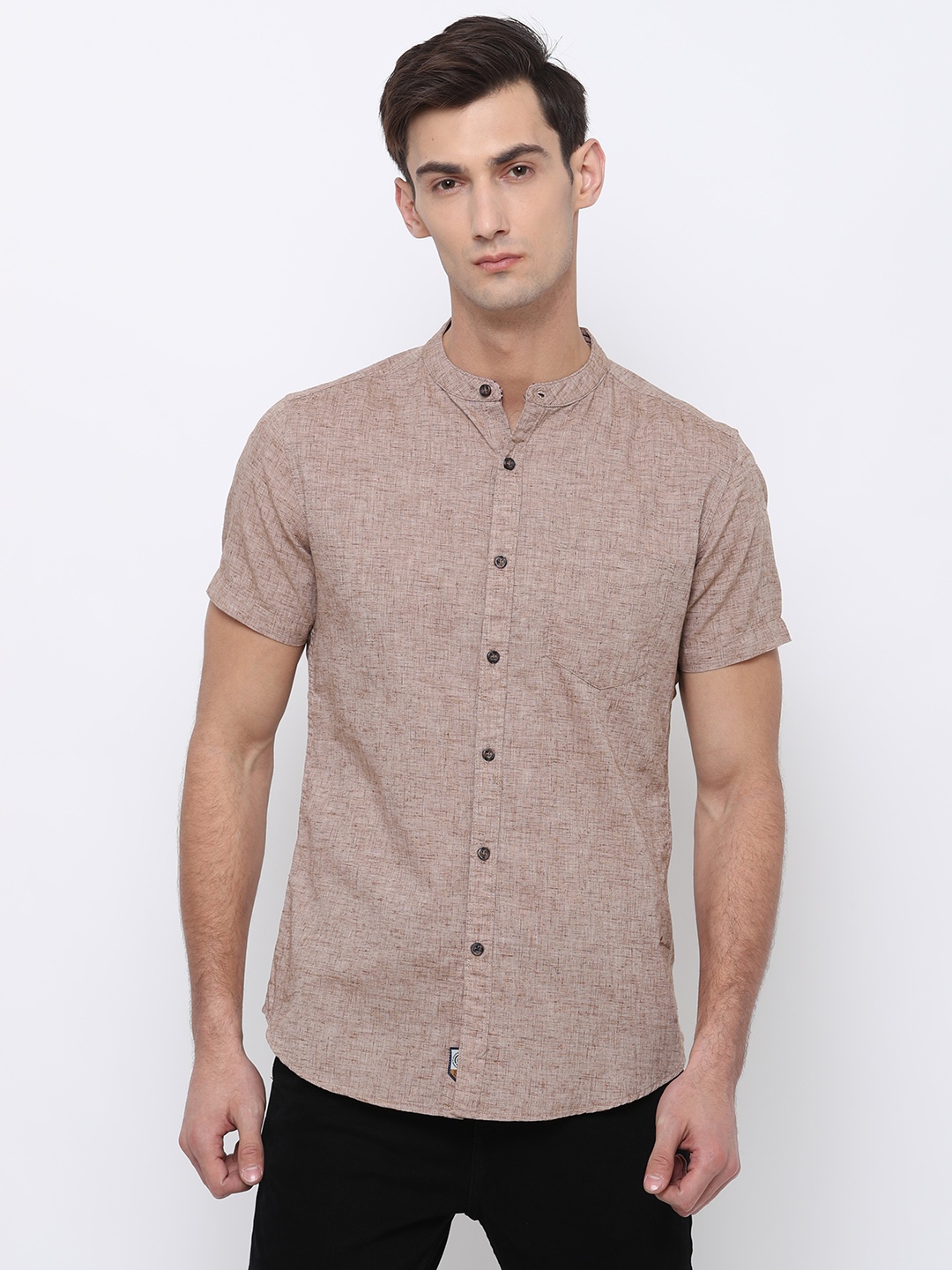 

LOCOMOTIVE Men Brown Slim Fit Solid Casual Shirt
