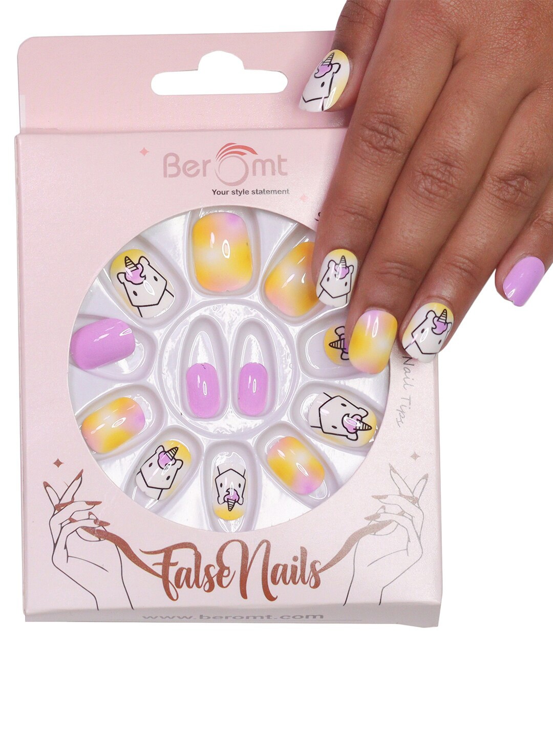 

BEROMT Girls 12 Pcs Long-Lasting Salon Finish Press On Nails - Shade 86, Lavender