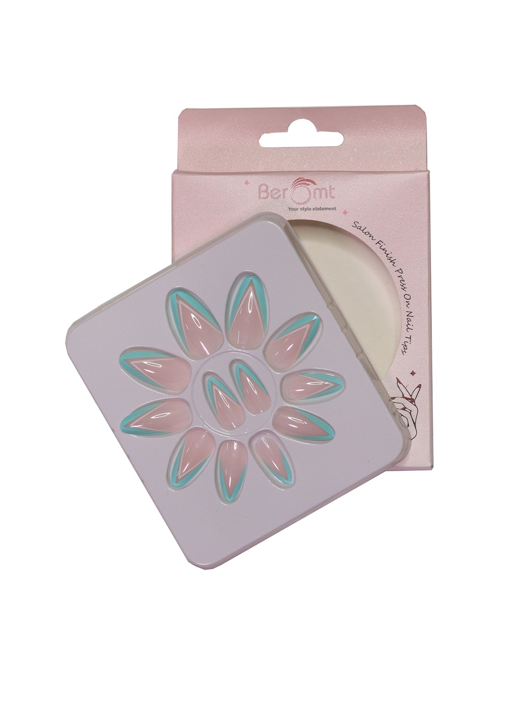 

BEROMT Salon Finish Press On Nail Tips with Kit 30g - French Tips 298, Pink