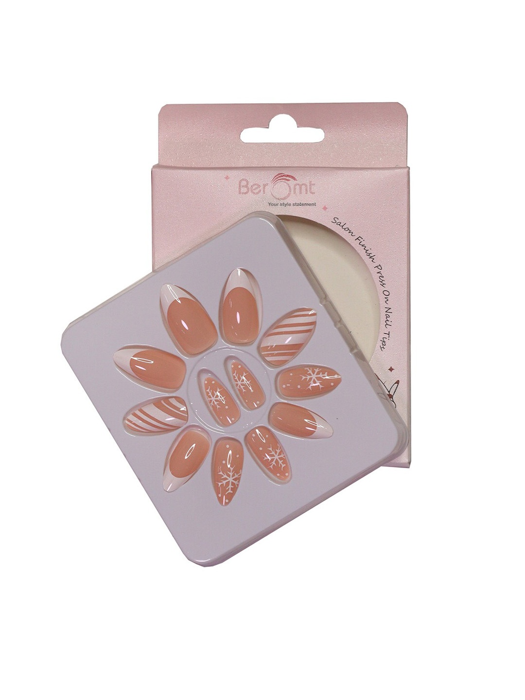 

BEROMT Salon Finish Press On Nail Tips with Kit 30g - French Tips 295, Nude