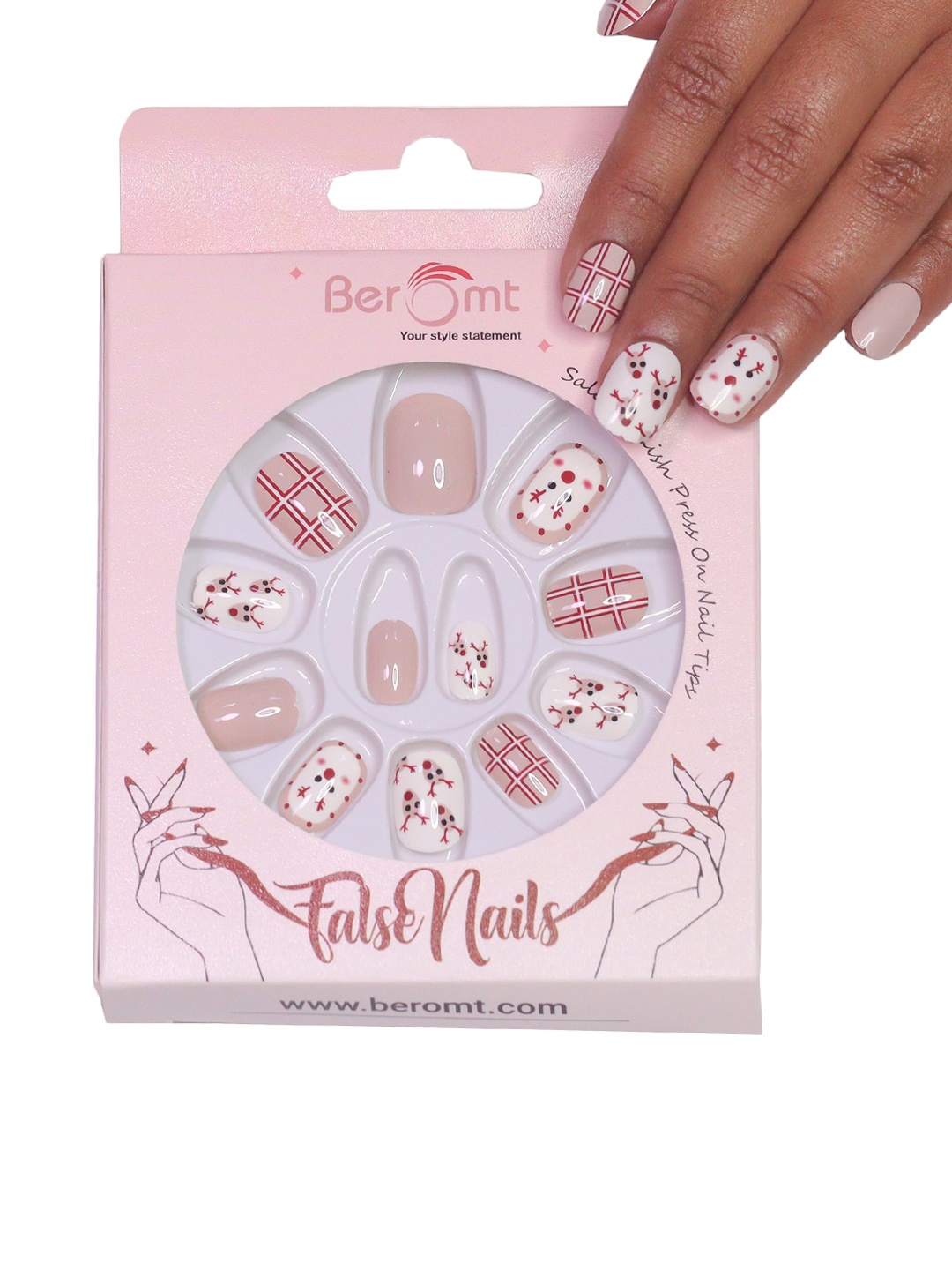 

BEROMT Kids Salon Finish Press On Pre-Glued Nail Tips with Kit 30g - 69, White