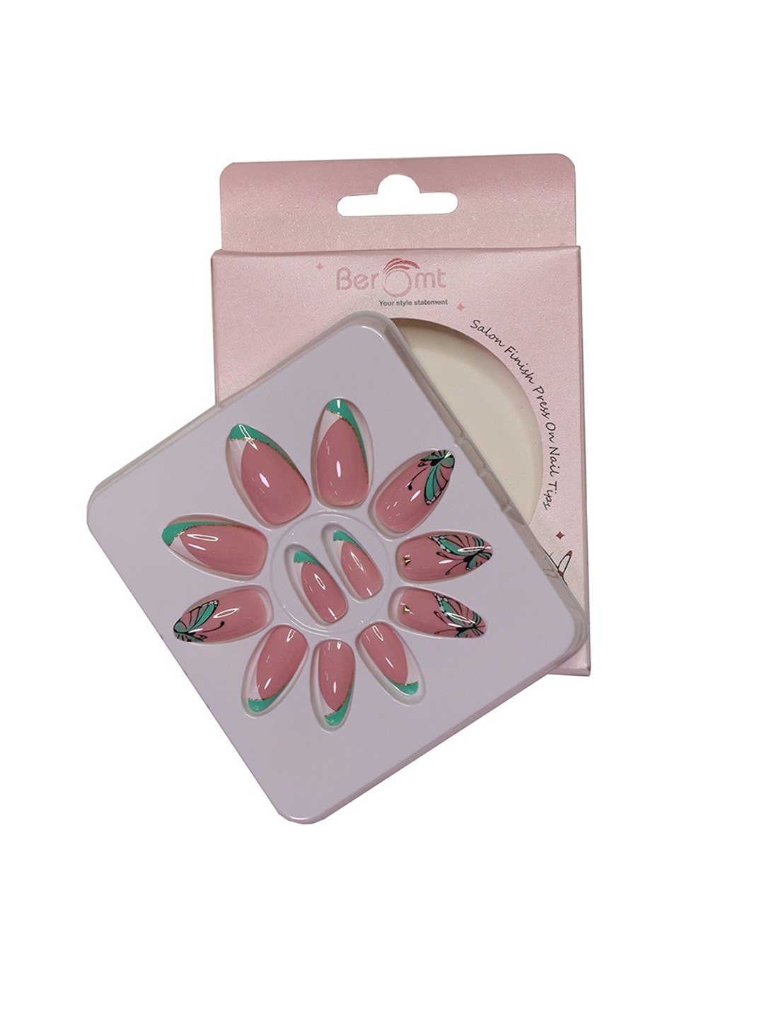 

BEROMT Salon Finish Press On Nail Tips with Kit 30g - French Tips 287, Pink