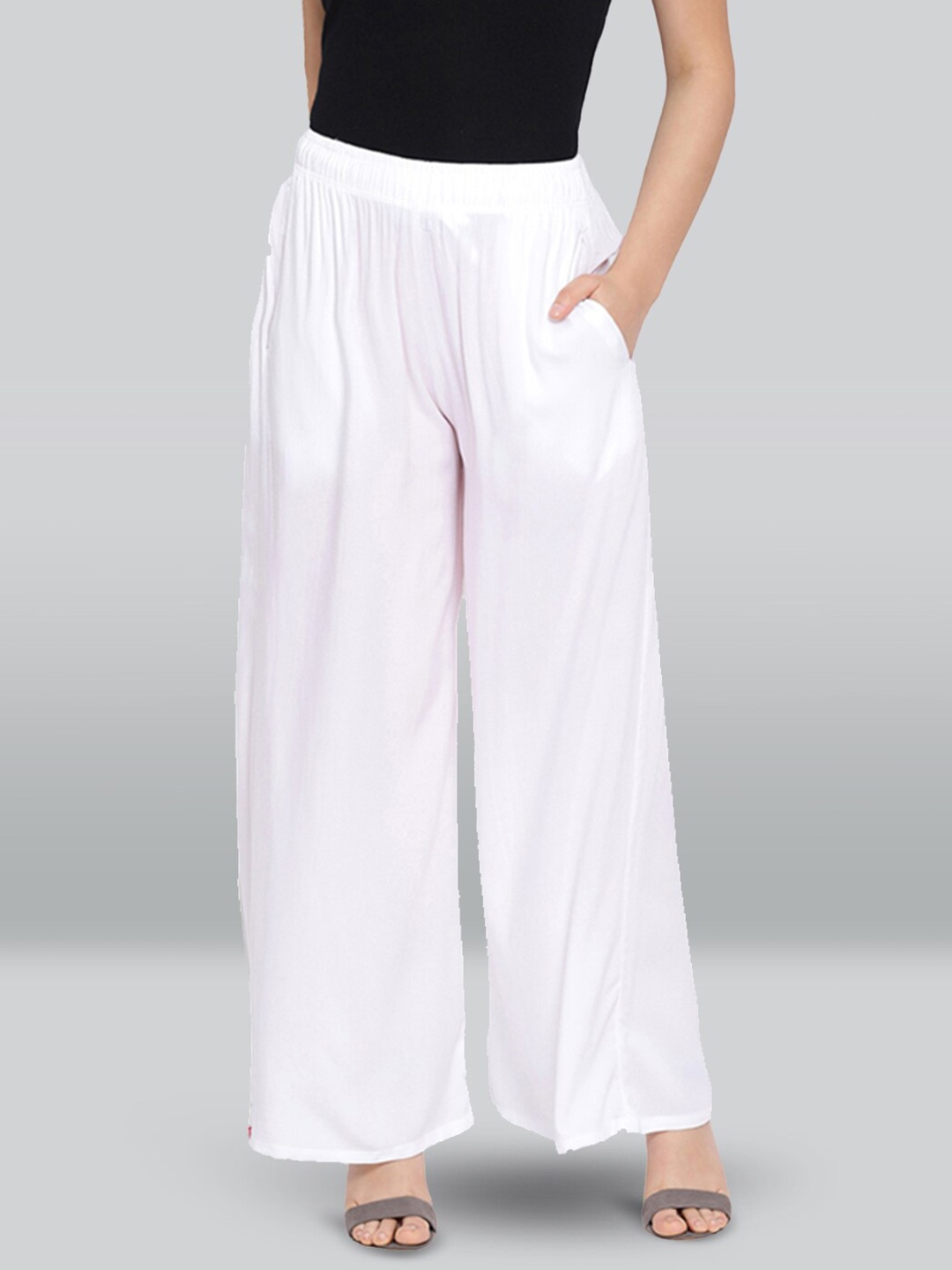 

LYRA Women Cotton Wide-Leg Palazzos, White