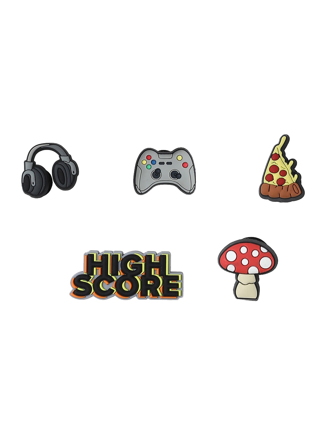 

Crocs Set Of 5 OG Gamer Shoe Charms Jibbitz, Grey