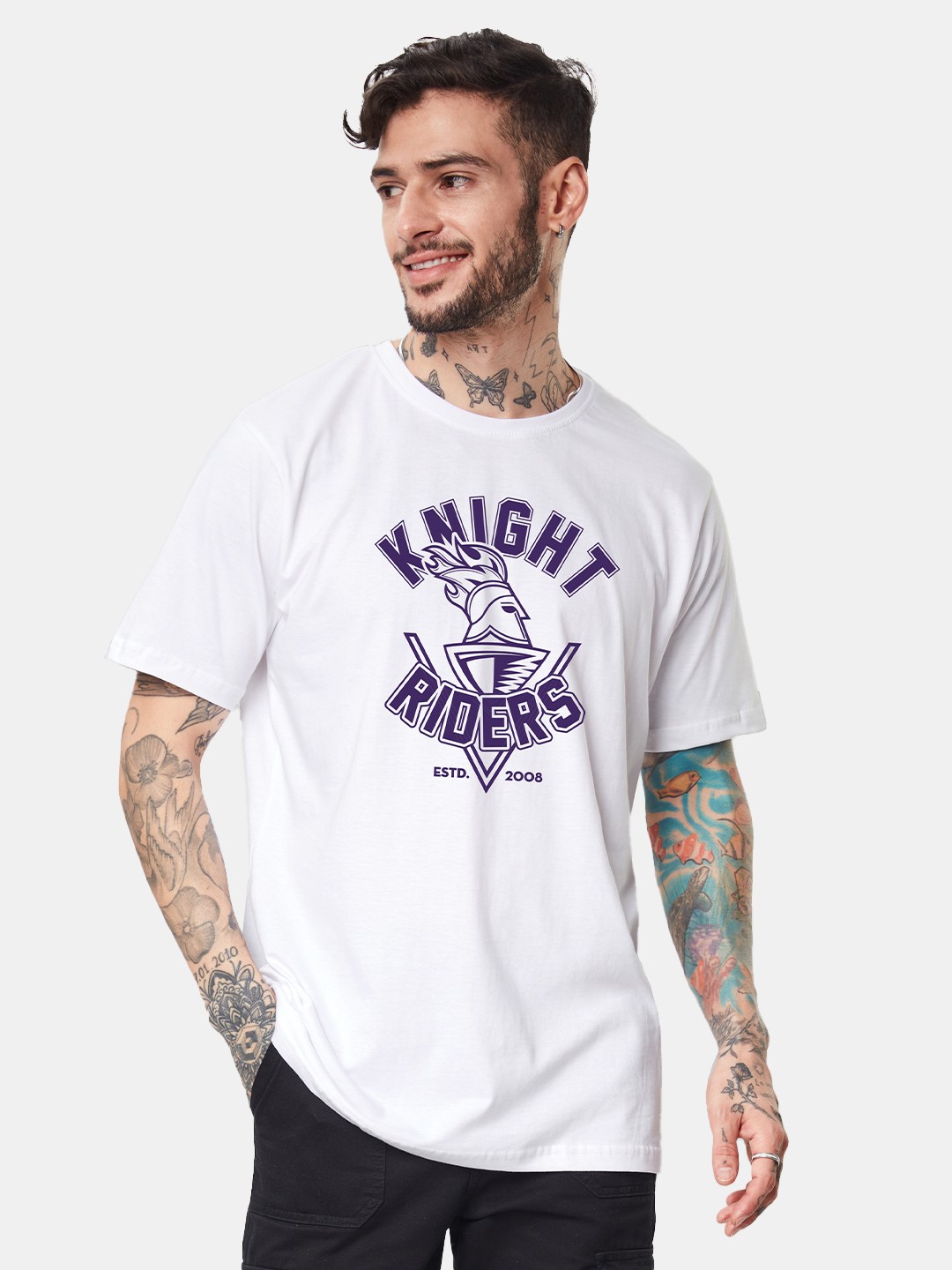 

The Souled Store White Typography Printed Pure Cotton Oversized T-shirt