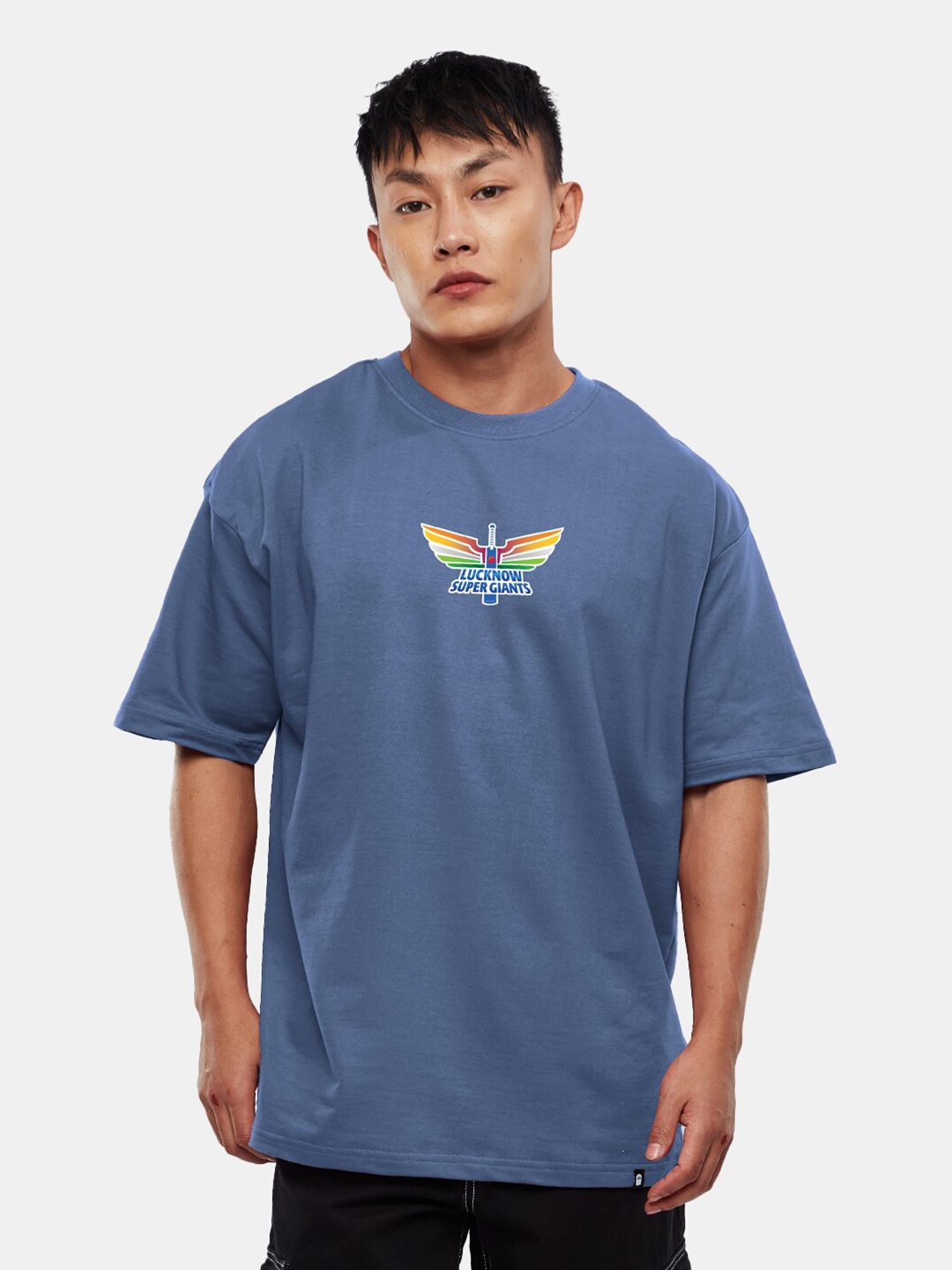 

The Souled Store Blue Graphic Printed Loose Putr Cotton T-shirt