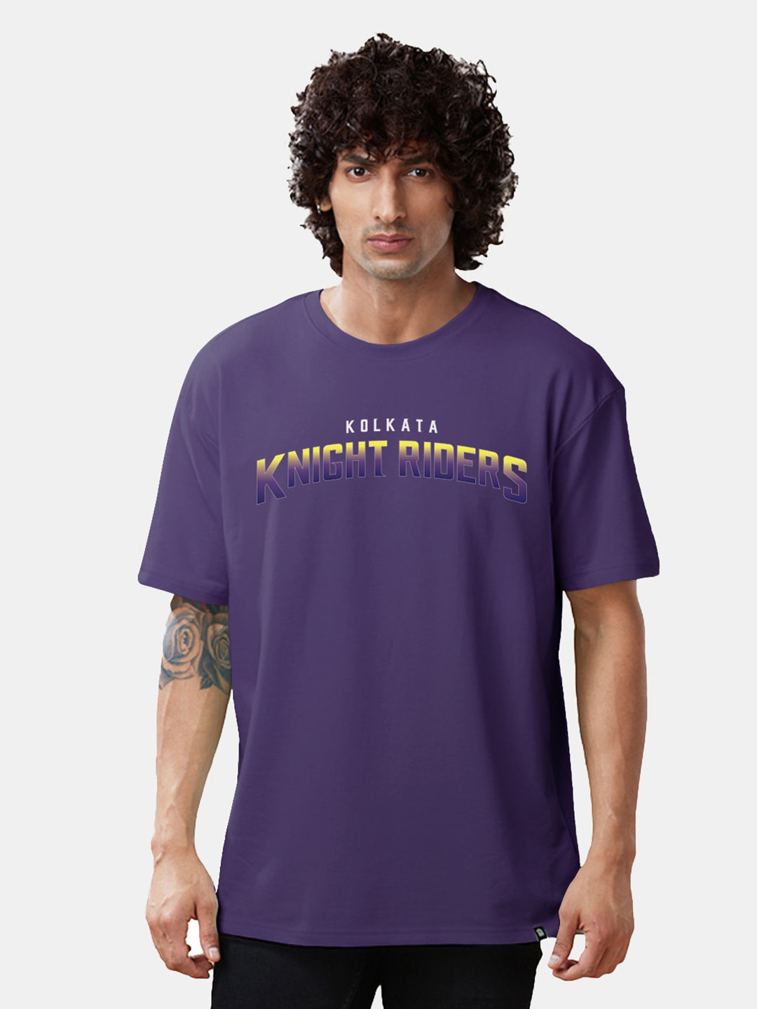 

The Souled Store Purple Kolkata Knight Riders Typography Printed Oversized T-Shirt