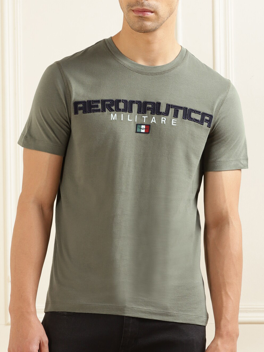 

Aeronautica Militare Typography Printed Cotton T-Shirt, Green