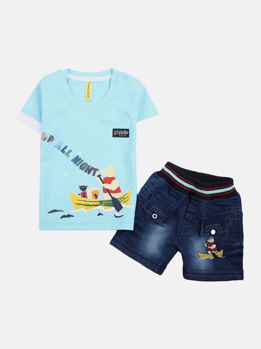 

V-Mart Infant Boys Graphic Printed Pure Cotton T-shirt with Shorts, Blue
