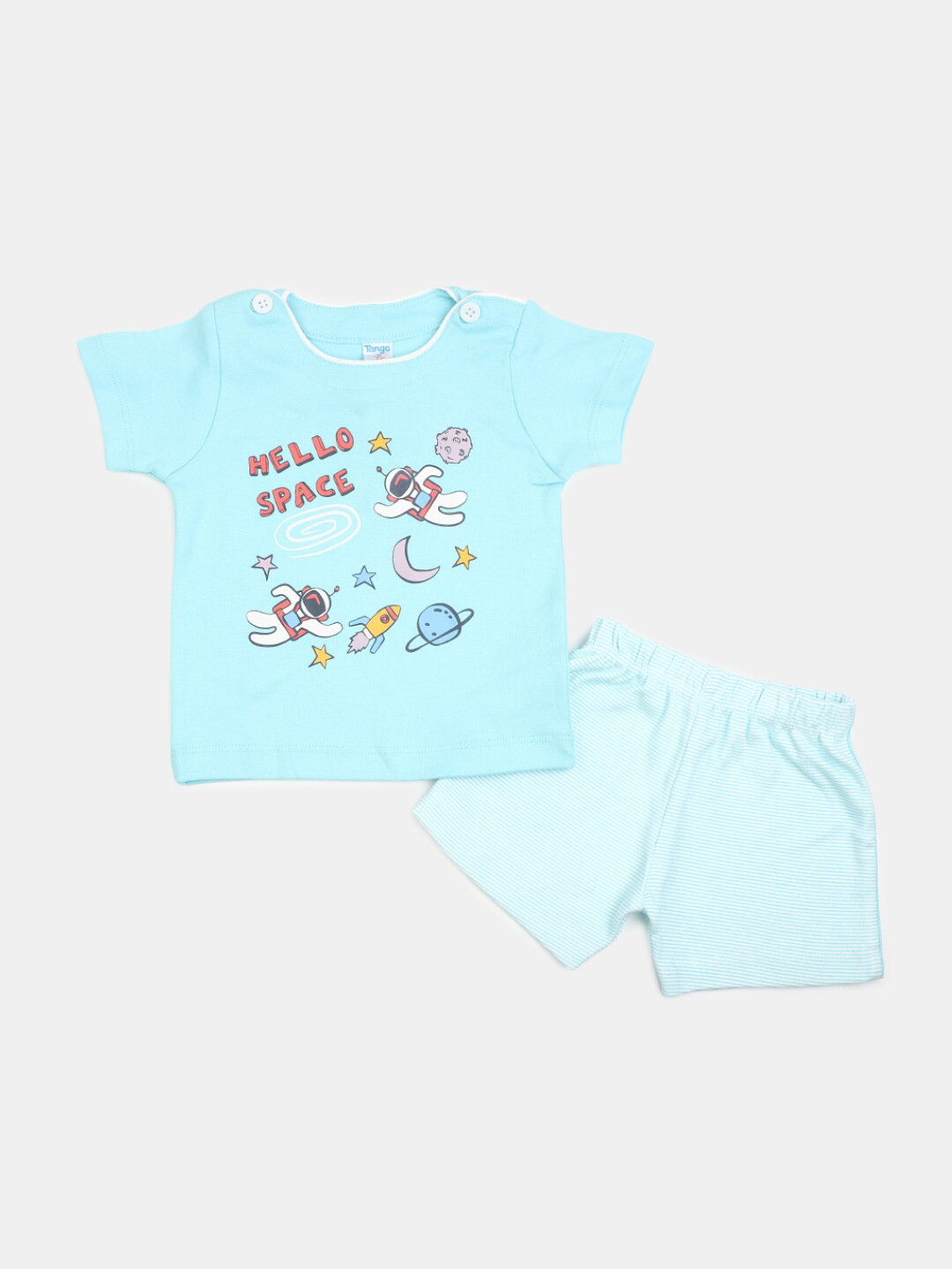 

V-Mart Infant Kids Printed Pure Cotton T-shirt With Shorts Set, Blue