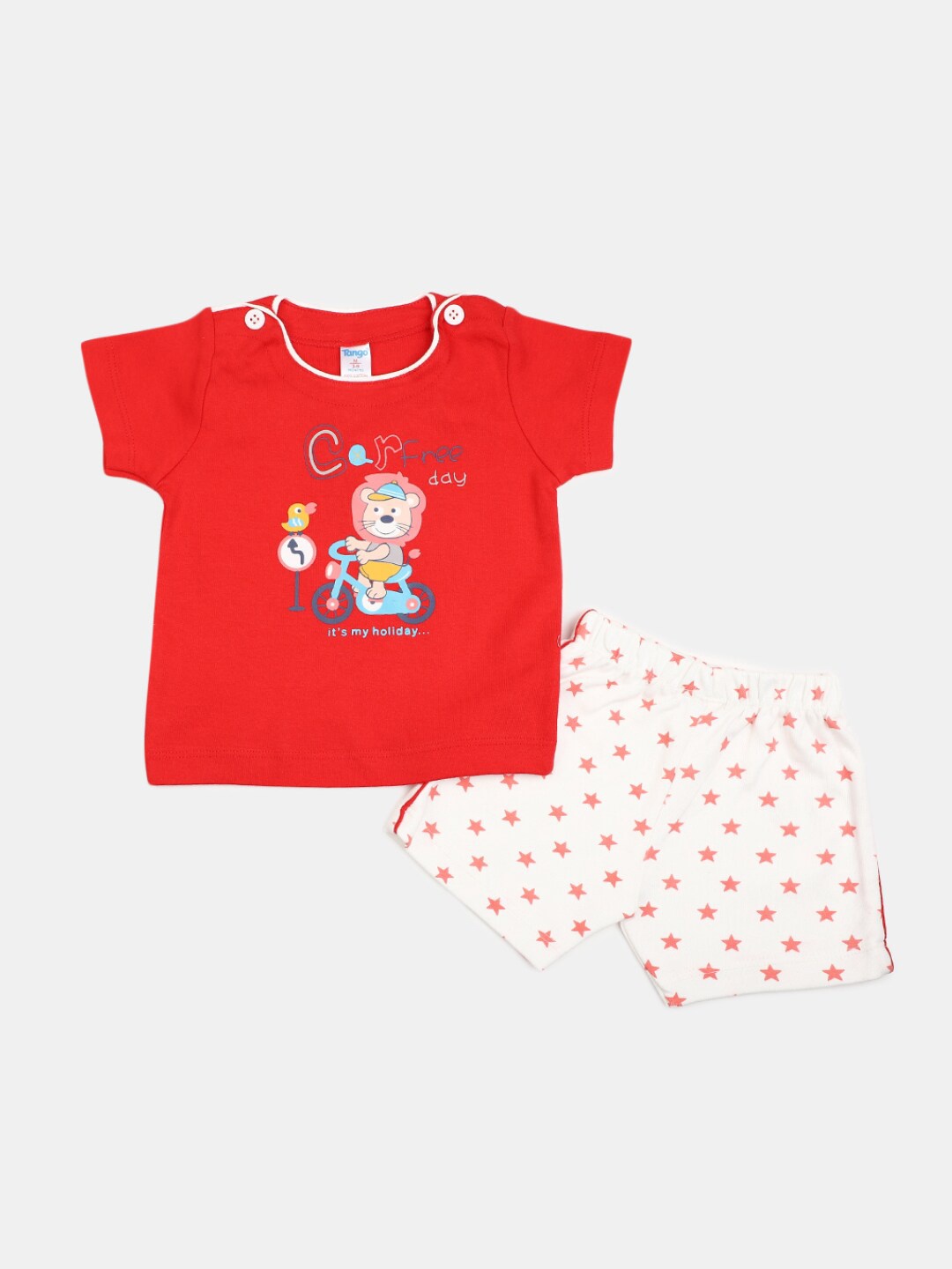 

V-Mart Infant Kids Printed Pure Cotton T-shirt with Shorts, Red