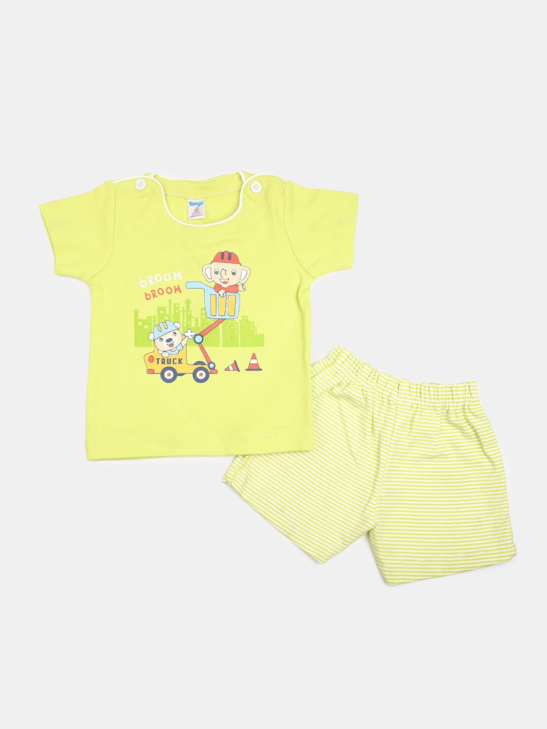 

V-Mart Infant Kids Printed Pure Cotton T-shirt With Shorts, Yellow
