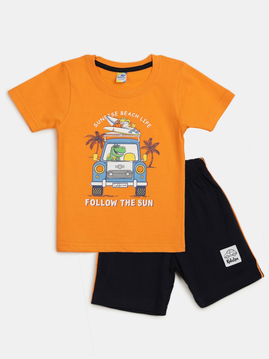 

V-Mart Infant Kids Printed Pure Cotton T-shirt With Shorts, Orange