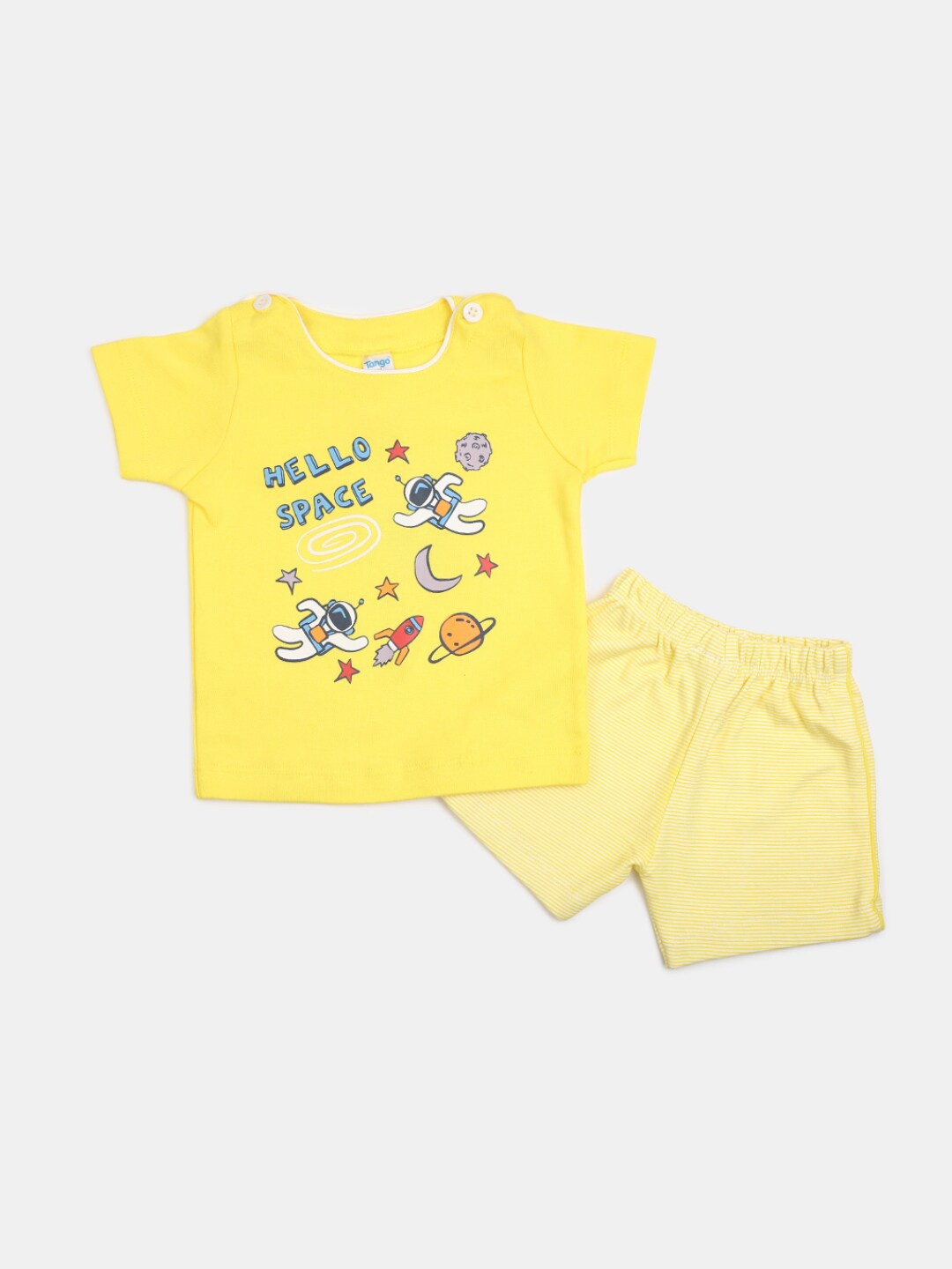 

V-Mart Infant Kids Printed Pure Cotton T-shirt With Shorts Set, Yellow