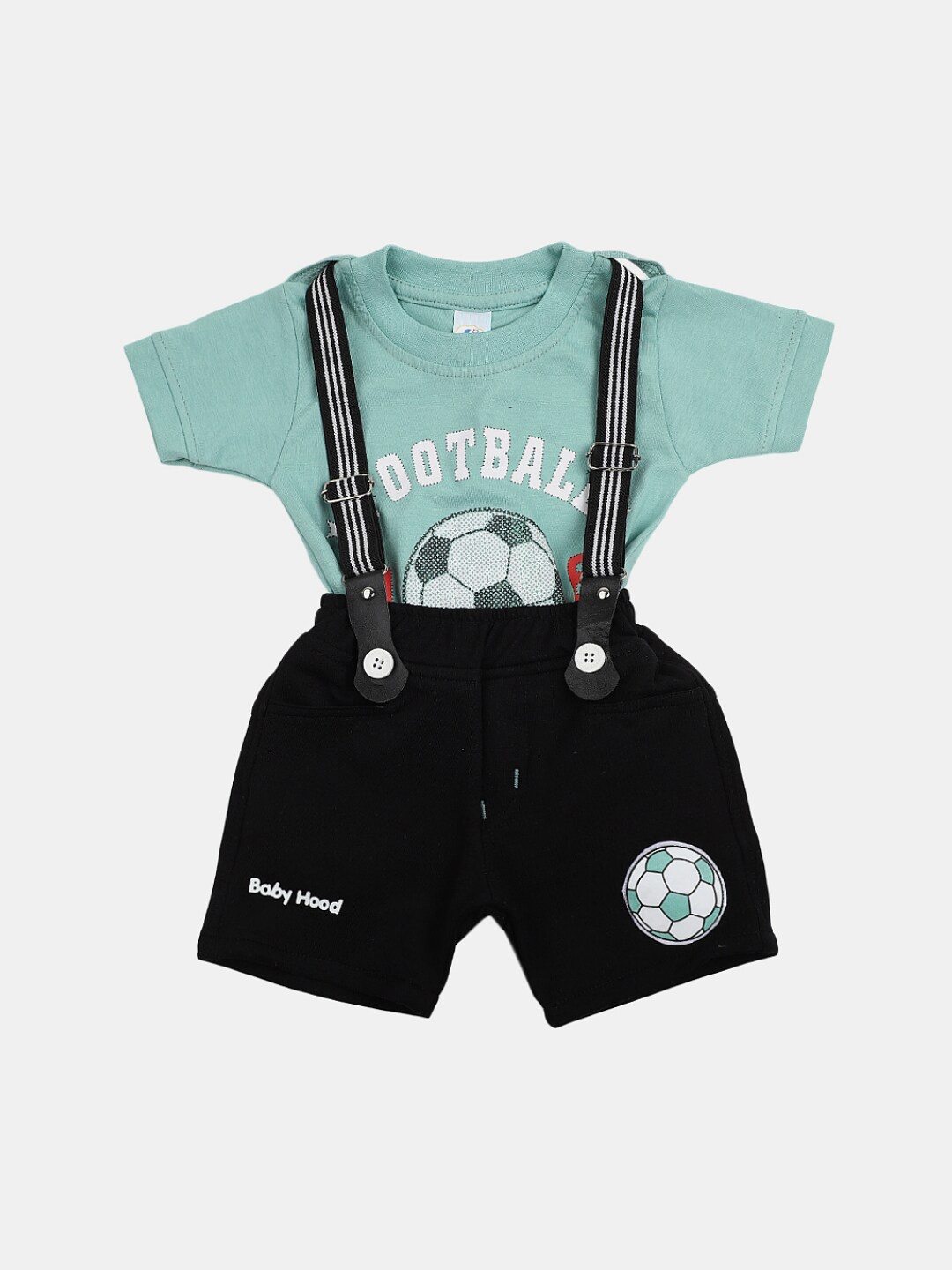 

V-Mart Infant Boys Printed Pure Cotton T-shirt with Shorts, Green