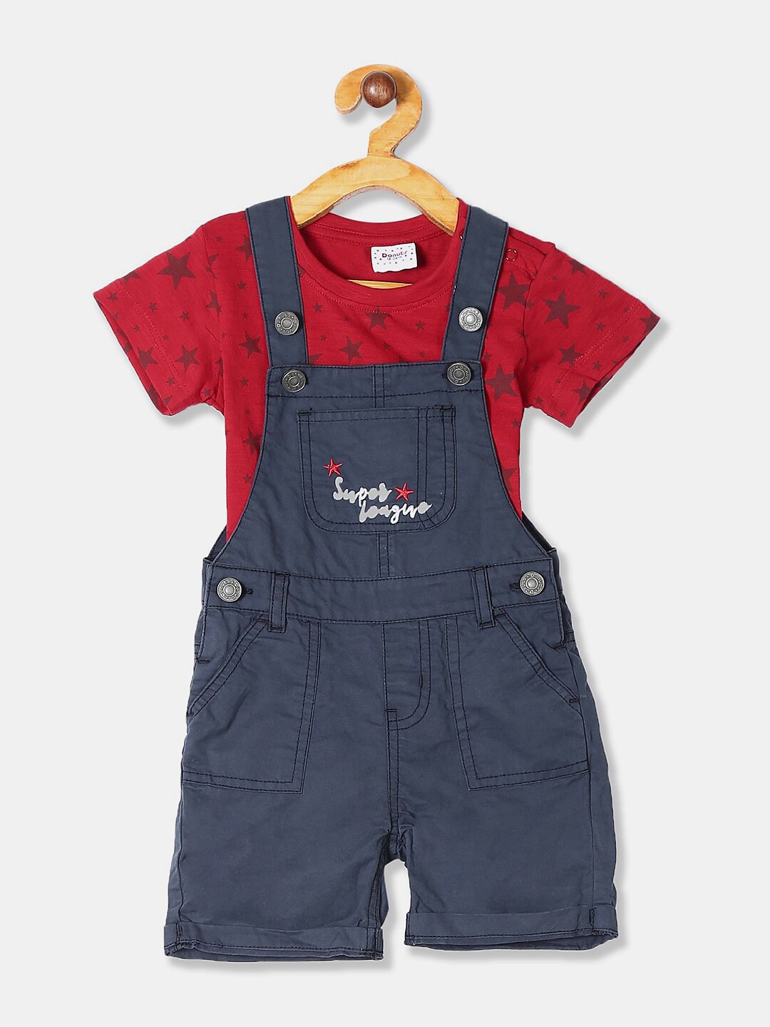 

V-Mart Unisex Kids Printed T-shirt with Dungaree, Multi