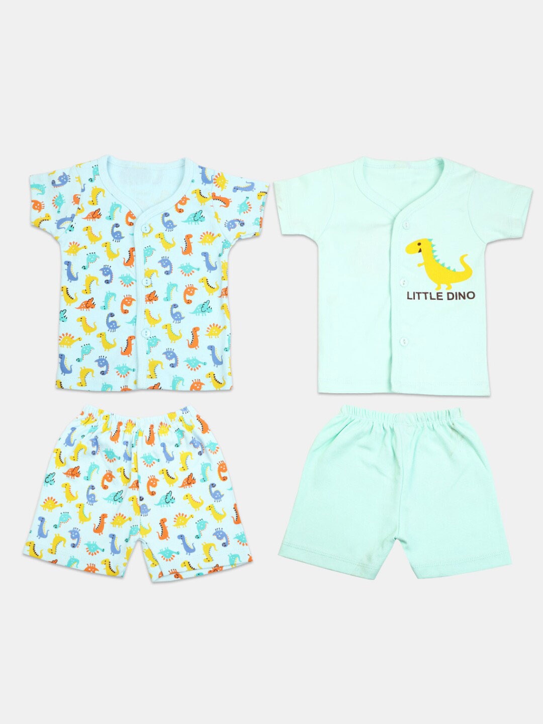 

V-Mart Infant Kids Pack Of 2 Printed Pure Cotton Shirt with Shorts, Green