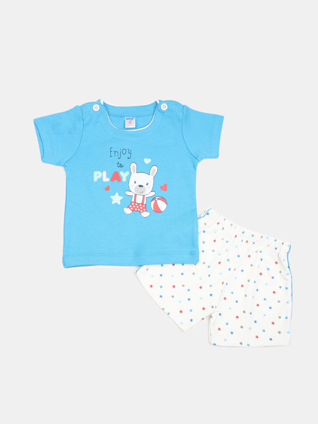 

V-Mart Infant Kids Pure Cotton Printed T-shirt With Shorts, Blue