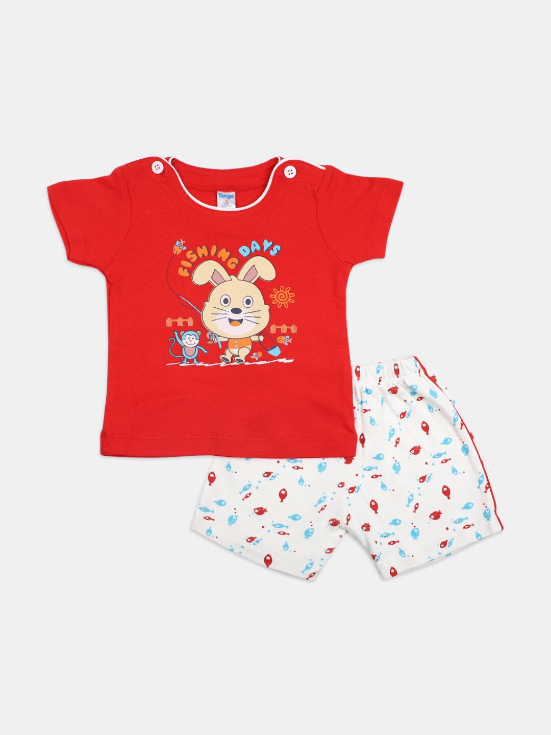 

V-Mart Infant Kids Printed Pure Cotton T-shirt with Shorts, Red