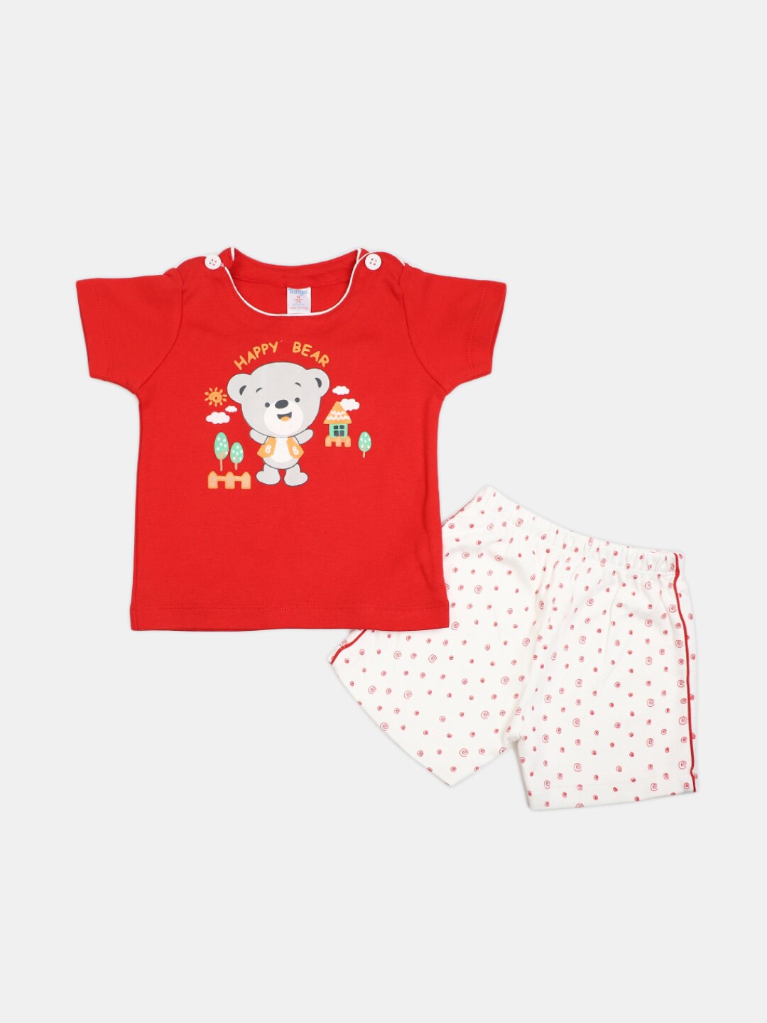 

V-Mart Infant Kids Printed Pure Cotton T-shirt with Shorts, Red