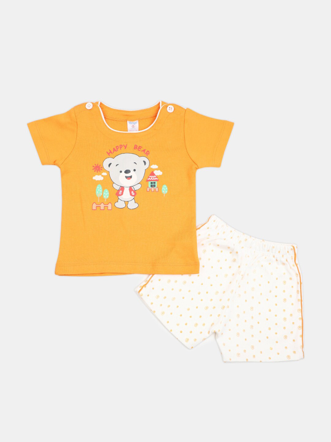 

V-Mart Infant Kids Printed Pure Cotton T-shirt With Shorts, Orange