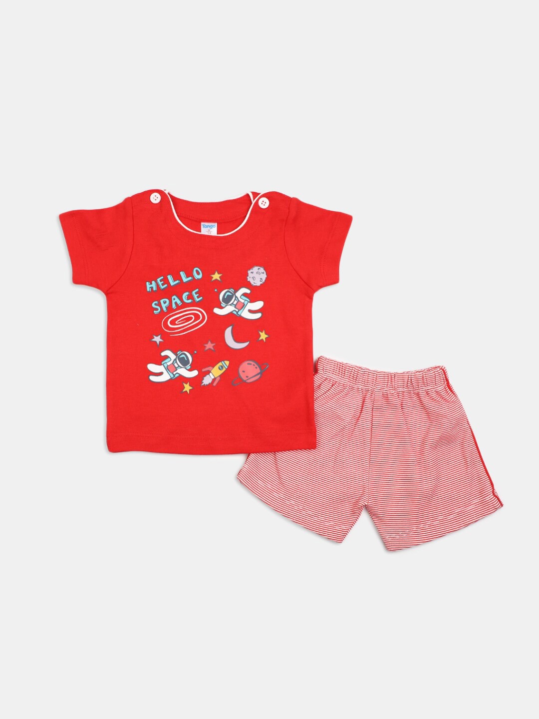 

V-Mart Infant Kids Printed Pure Cotton T-shirt With Shorts, Red