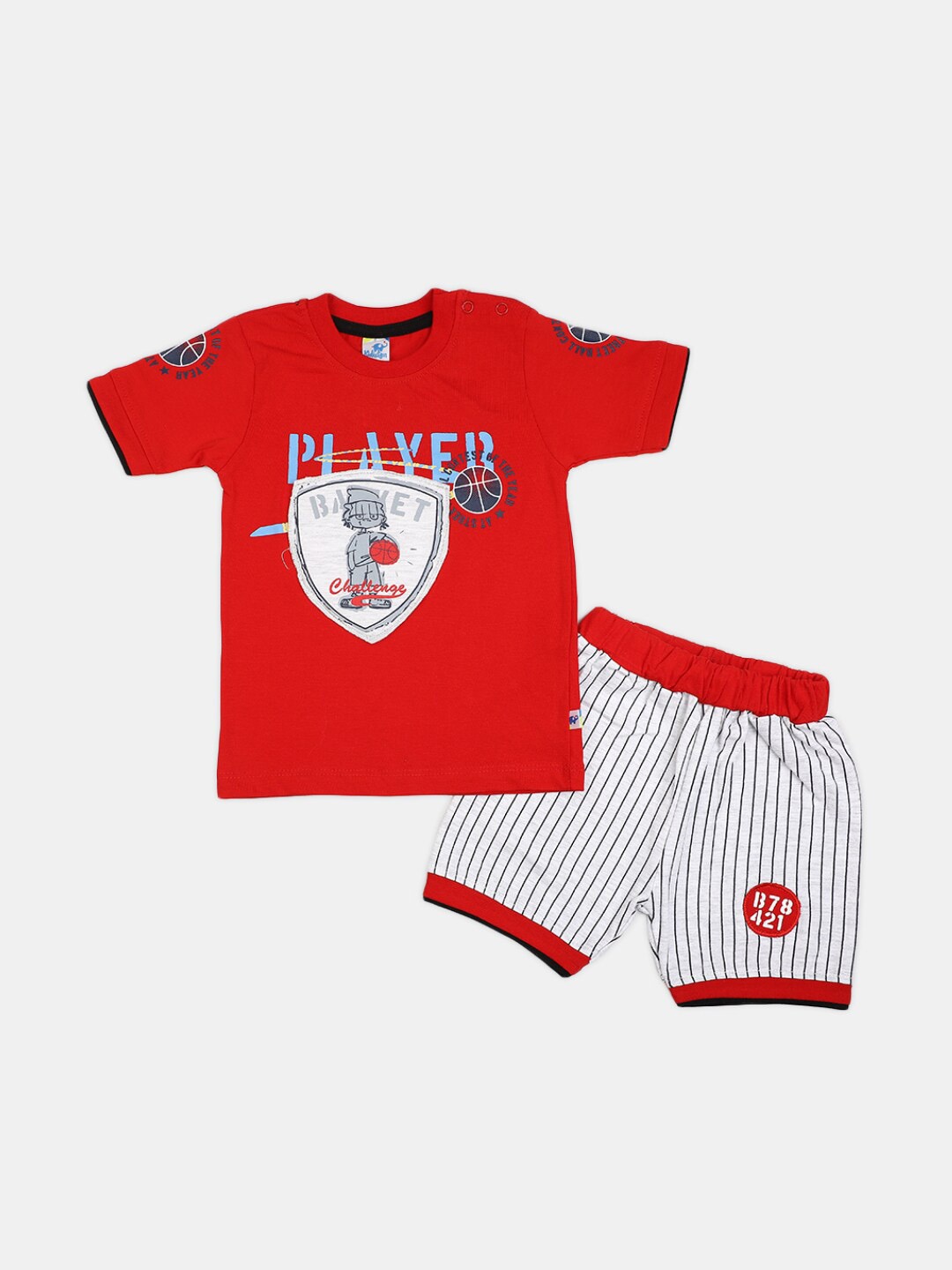 

V-Mart Infant Kids Printed Pure Cotton T-shirt With Shorts, Red