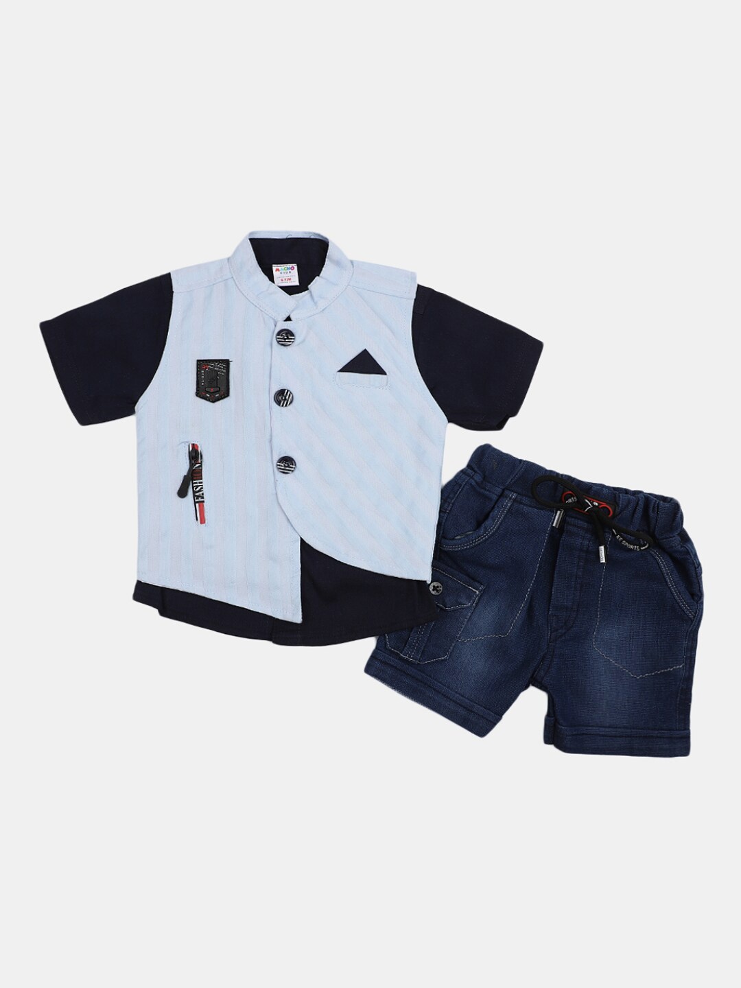 

V-Mart Unisex Kids Pure Cotton T-shirt with Shorts, Blue