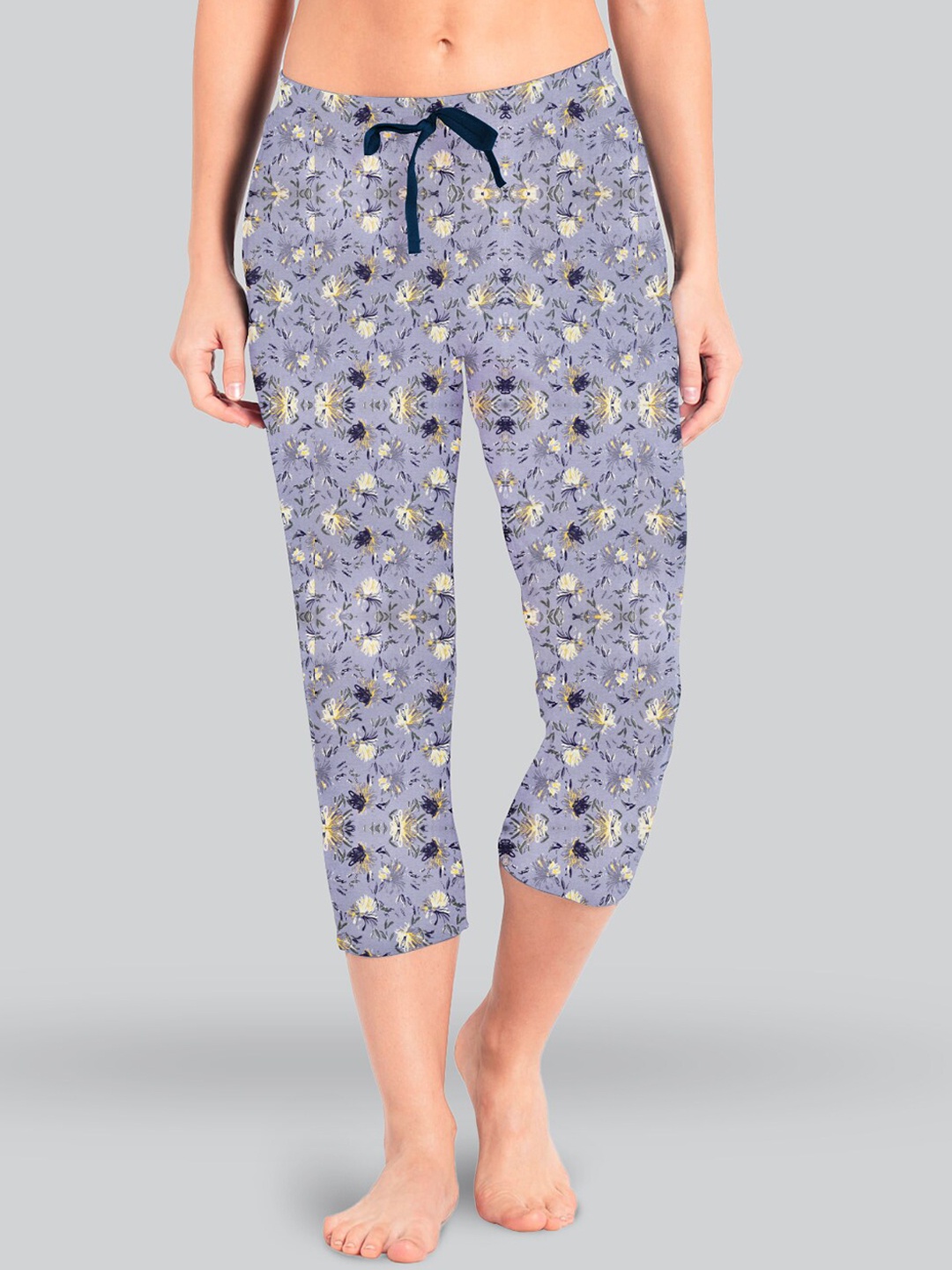 

LYRA Women Printed Mid-Rise Pure Cotton Lounge Pants, Blue