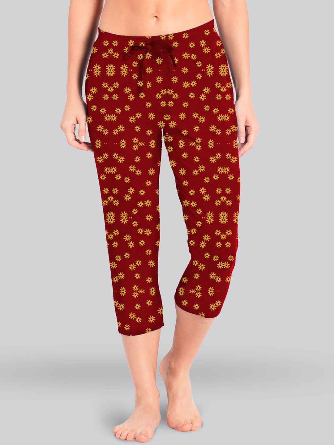 

LYRA Women Printed Mid-Rise Pure Cotton Lounge Pants, Red
