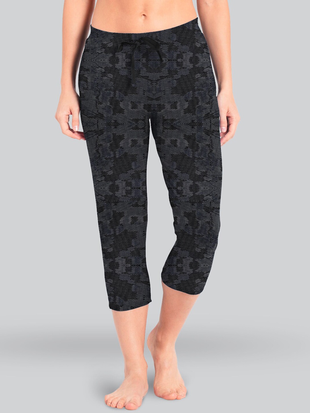 

LYRA Women Printed Mid-Rise Pure Cotton Lounge Pants, Charcoal
