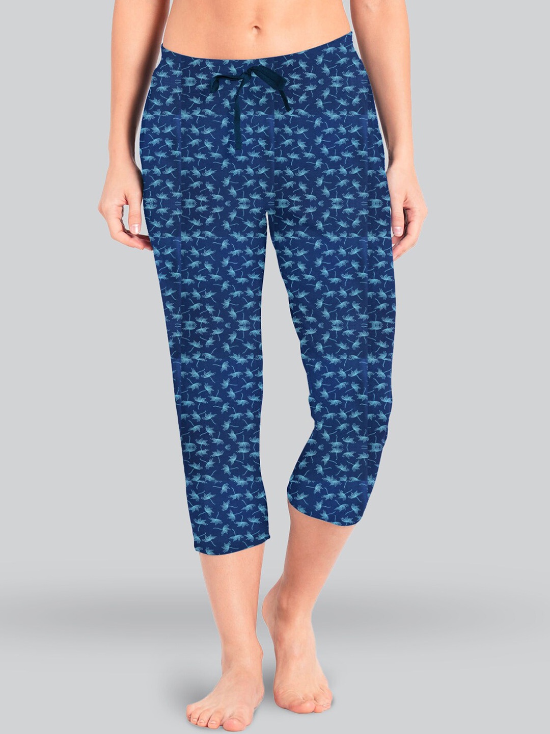 

LYRA Women Printed Mid-Rise Pure Cotton Lounge Pants, Blue