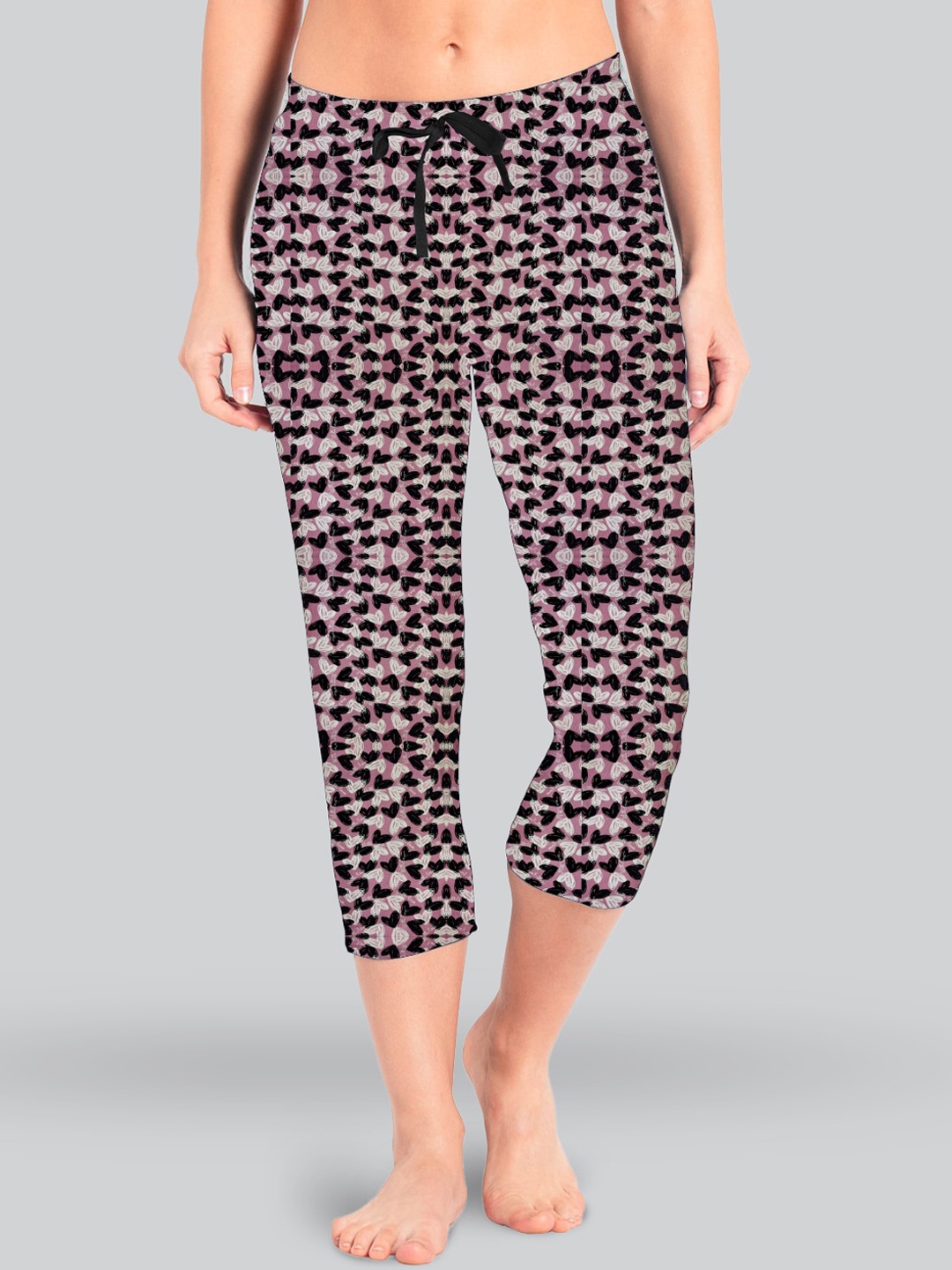 

LYRA Women Printed Pure Cotton Capris, Pink