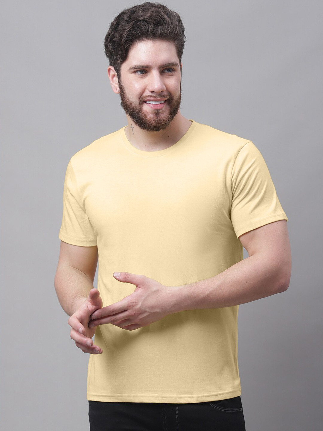 

Friskers Round Neck Pure Cotton T-shirt, Beige