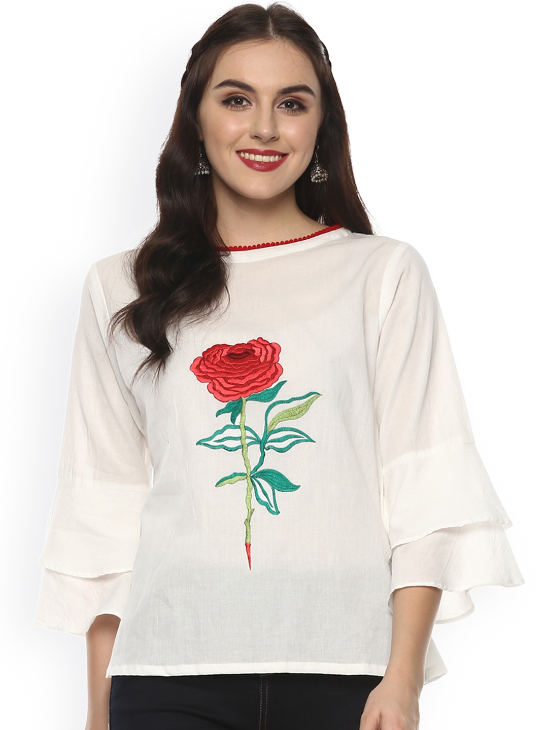 

Bhama Couture Women Off-White Solid Top