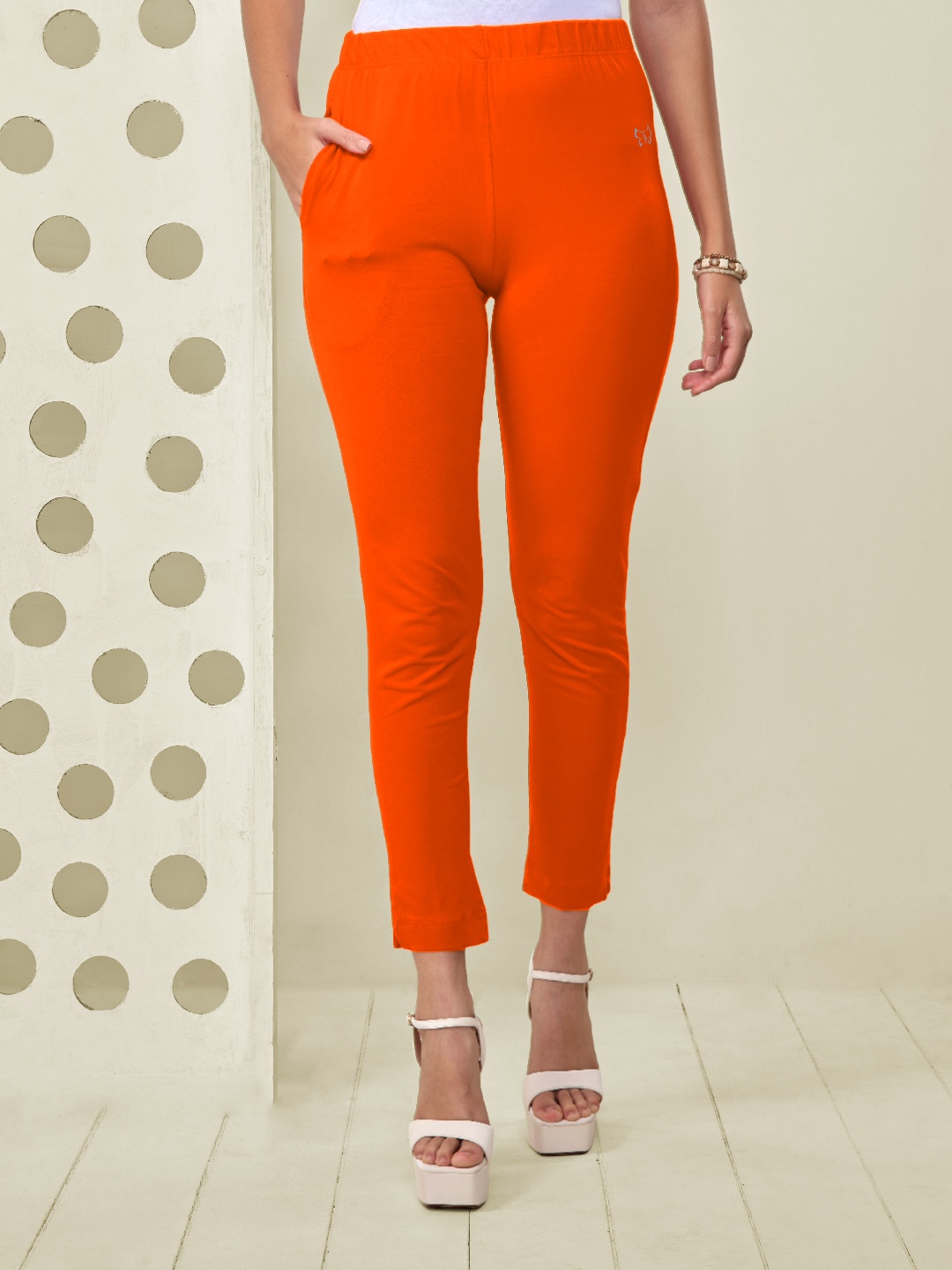 

LYRA Women Original Mid-Rise Cotton Trousers, Orange