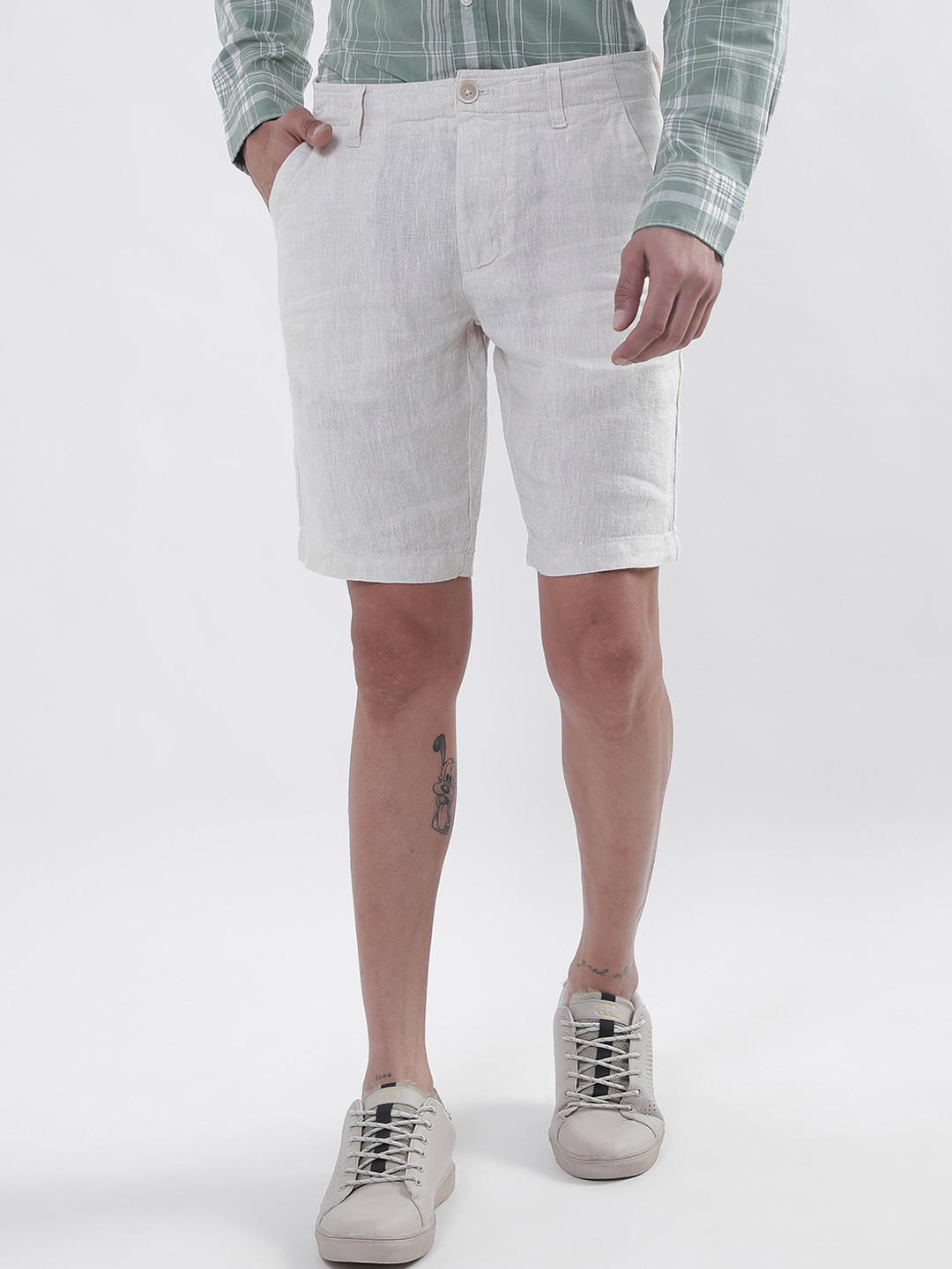 

Bruun & Stengade Men Mid-Rise Linen Sports Shorts, White