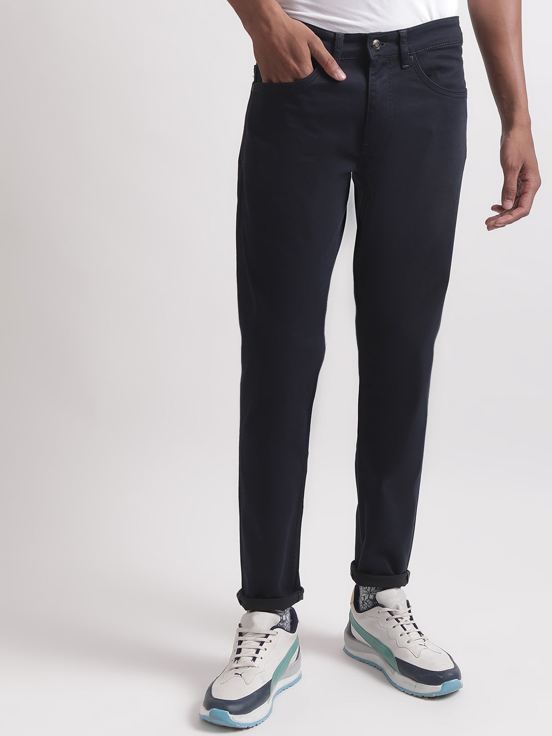 

Matinique Men Mid-Rise Cotton Jeans, Navy blue