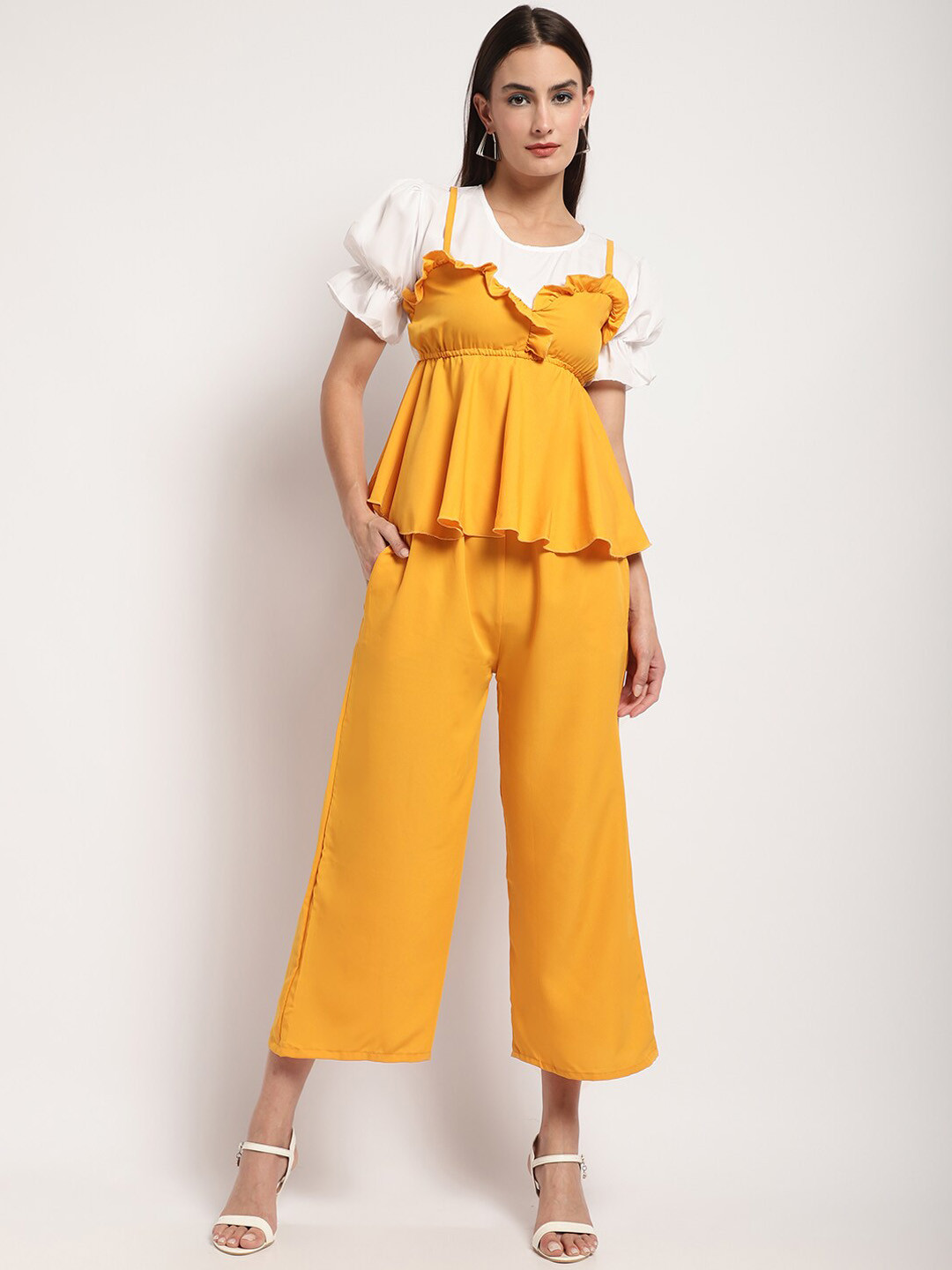 

borse lele Puff Sleeves Top & Palazzos, Yellow