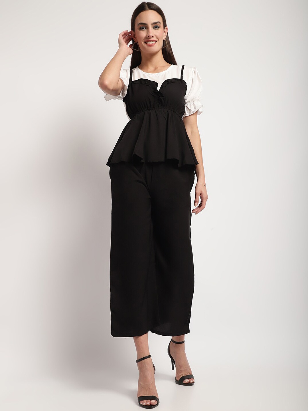 

borse lele Puff Sleeves Top & Palazzos, Black