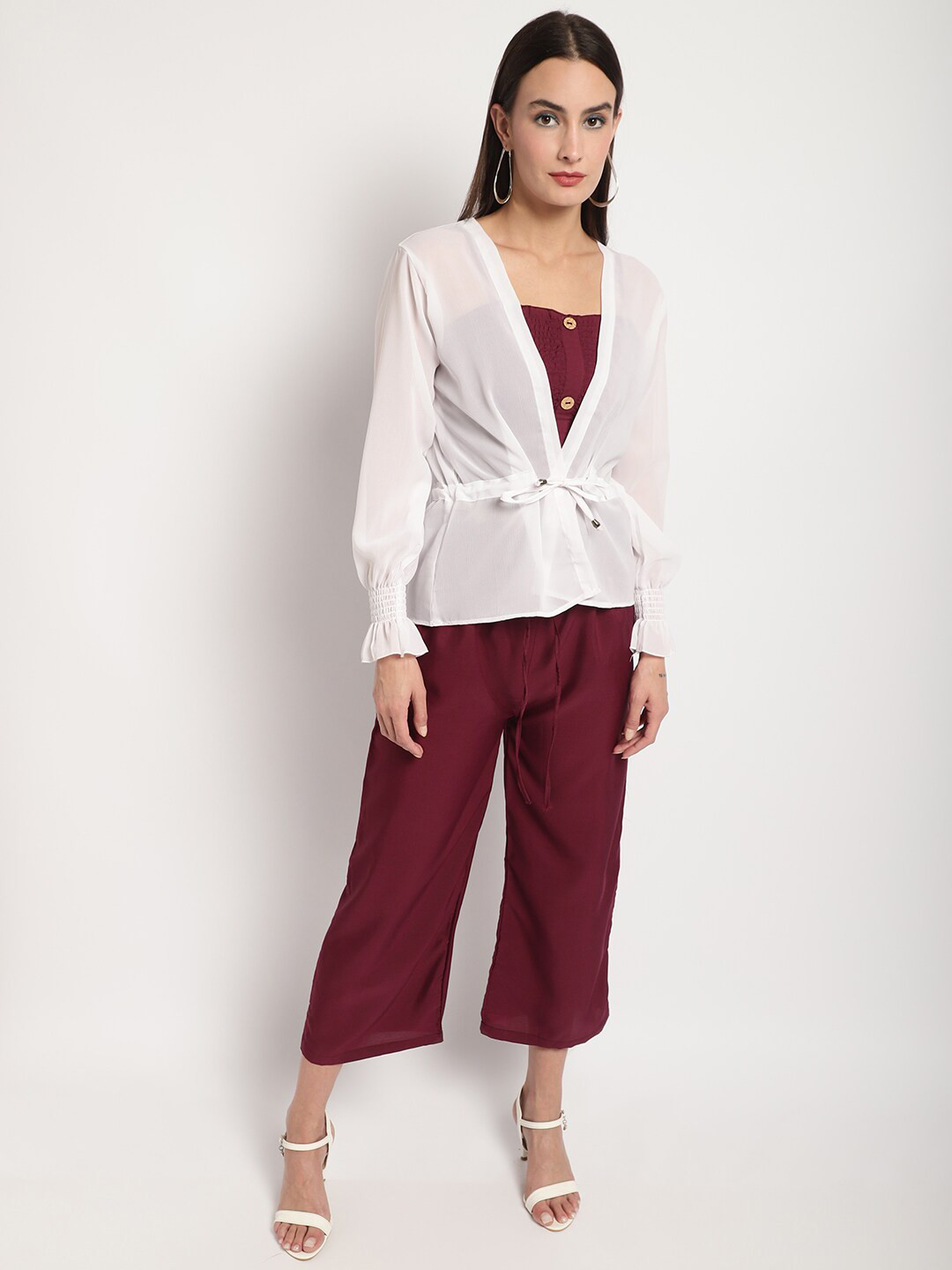 

borse lele Top With Palazzos & Shrug, Maroon