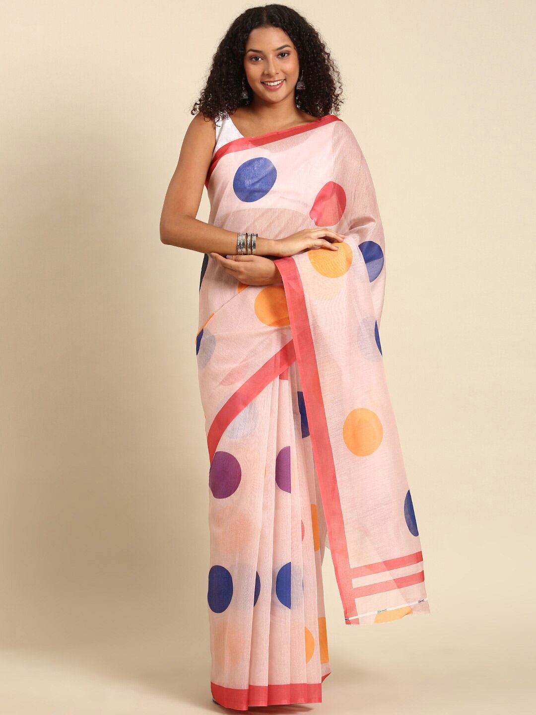 

Anouk Geometric Printed Pure Cotton Saree, Rose