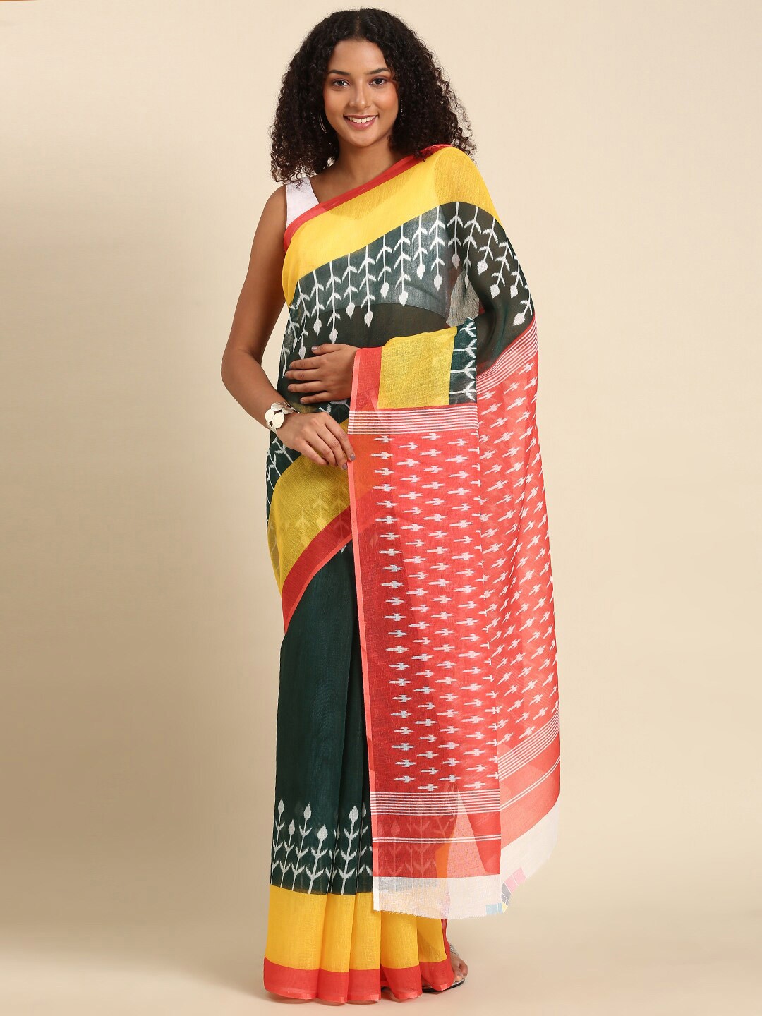 

Anouk Ethnic Motifs Printed Saree, Green