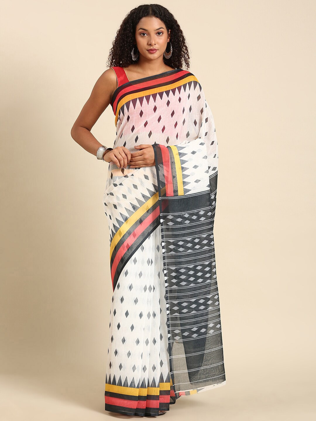 

Anouk Geometric Printed Saree, White