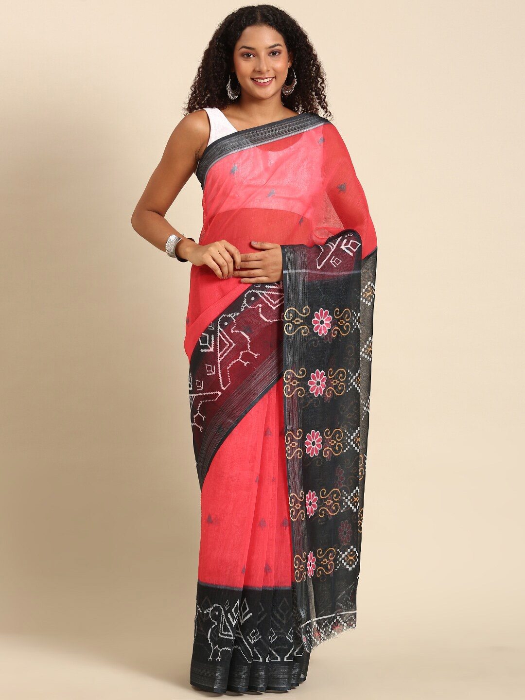 

Anouk Ethnic Motifs Printed Zari Saree, Red